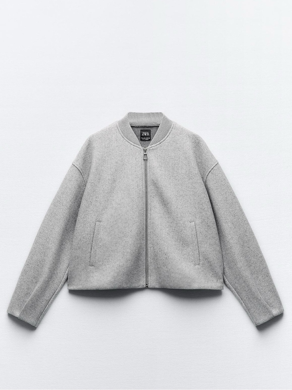 Zara Gray Soft Bomber Jacket with Stoppers, Size S